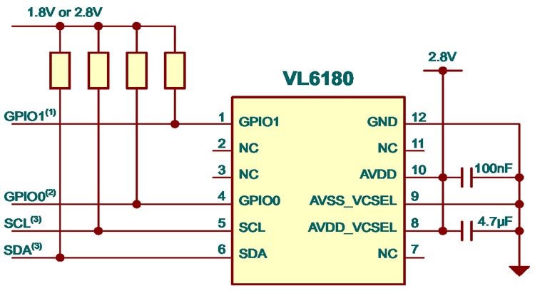 VL6180  Application Circuit Diagram