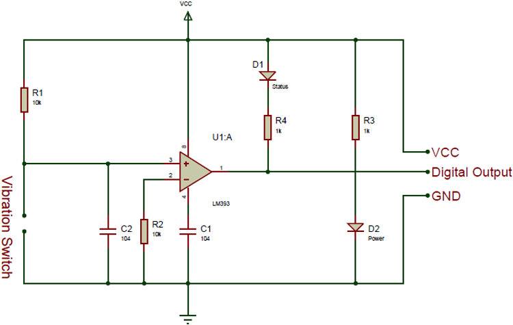 Vibration Sensor Module Internal Circuit Diagram