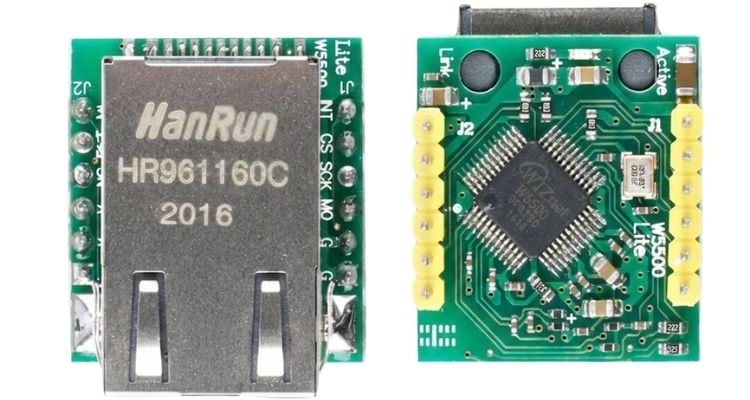 W5500 Mini Lite Ethernet gateway module SPI to LAN interface part view