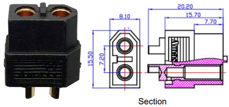 XT60 Connector Dimensions