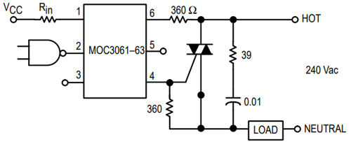Zero Cross Triac Optocoupler Application Circuit