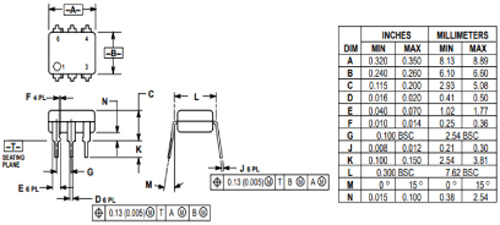 Zero Cross Triac Optocoupler IC Dimensions