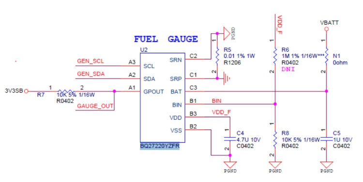 BQ27220 Circuit Diagram