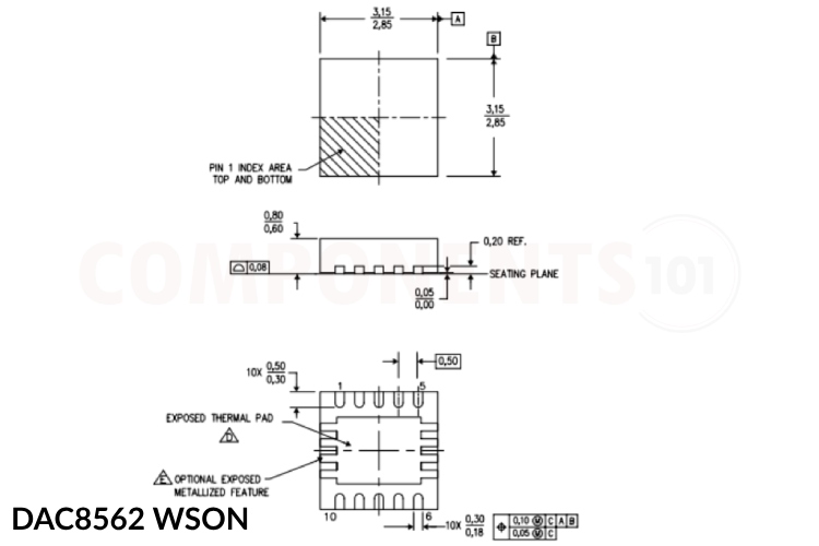 DAC8562 WSON IC Footprint