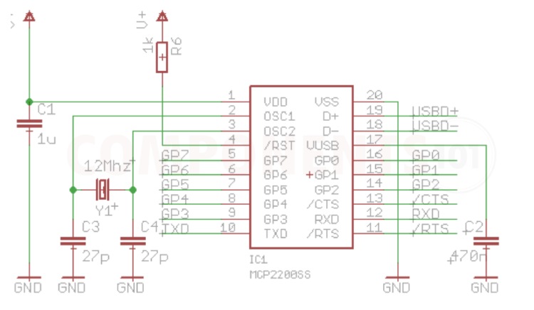  MCP2200 Circuit Diagram