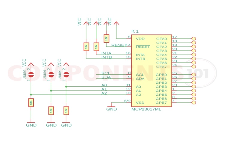 MCP23017 Circuit Diagram