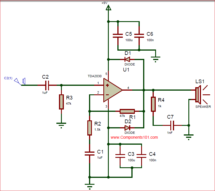 TDA2030 Audio amplifier Circuit Diagram