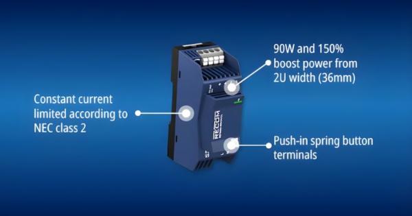 RECOM Introduces REFIN2U-S90/24/CL, 90W DIN Rail PSU