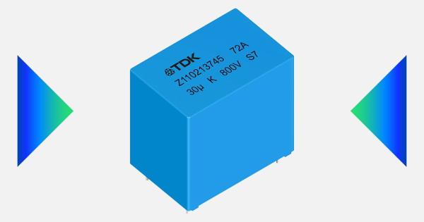 TDK B3272*A/G/T series DC-link film capacitors, designed for high-temperature automotive and industrial power electronics.