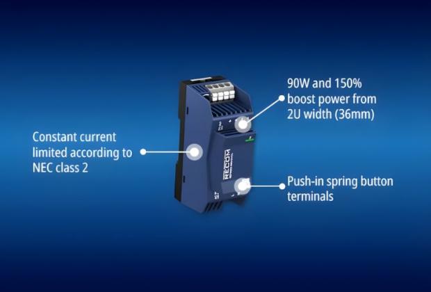 RECOM Introduces REFIN2U-S90/24/CL, 90W DIN Rail PSU