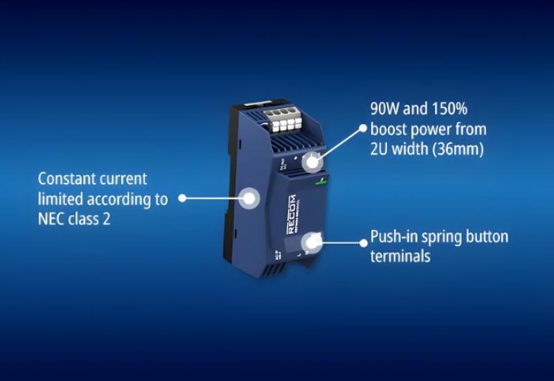 RECOM Introduces REFIN2U-S90/24/CL, 90W DIN Rail PSU